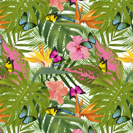 Voksduk med sommerfugler i tropisk paradis
