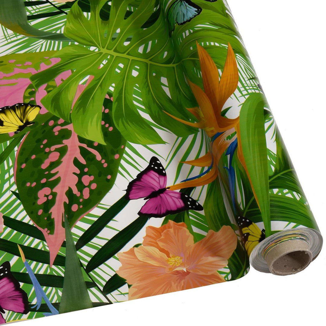 Opprullet voksduk med sommerfugler i tropisk paradis