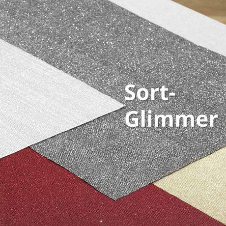 Bordløper Glimmer / Dinner for 2 – 35 x 140 cm – Svart/sølv