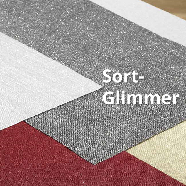 Bordløper Glimmer / Dinner for 2 – 35 x 140 cm – Svart/sølv