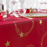 Star Metallic Print Red/Gold – Rød juleduk med gulltrykk 150 x 240 cm