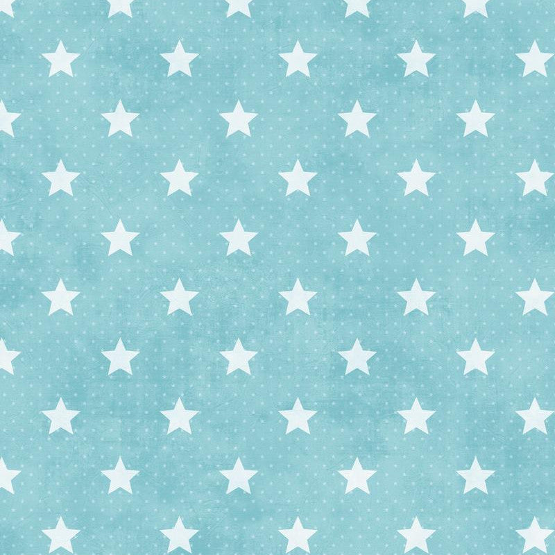 Starlet, lyseblå voksduk med hvite stjerner