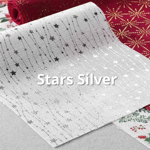 Bordløper Jul – 35 x 140 cm – Row of Stars Silver