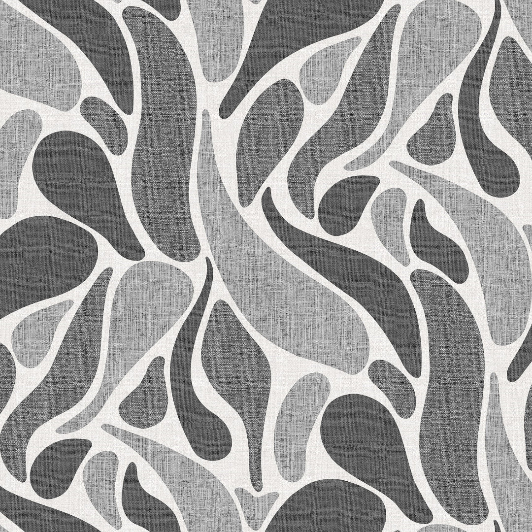 Nærbilde av Stengrå Bølge voksduk med bølgende mønster