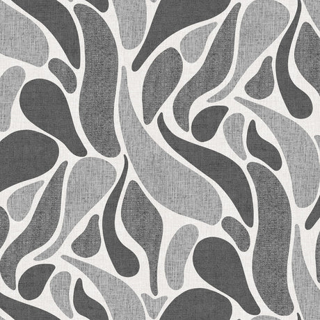 Nærbilde av Stengrå Bølge voksduk med bølgende mønster