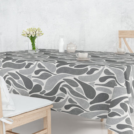 Stengrå Bølge – voksduk med bølgende mønster i grå nyanser
