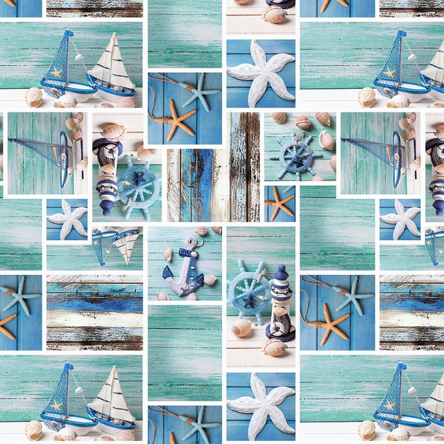 Strandliv – Voksduk med maritime motiver