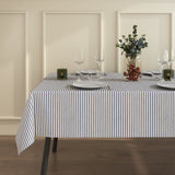 Miljøbilde med Striber På Tvers Blå, akrylduk i blå og offwhite