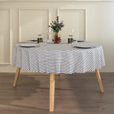 Miljøbilde med rund akrylduk – Striber På Tvers Blå