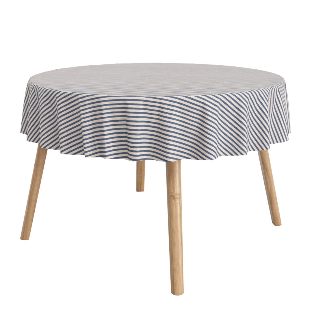 Striber På Tvers Blå – Rund akrylduk med striper og antiskli