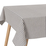 Miljøbilde med Striber På Tvers Grå, akrylduk i blå og offwhite