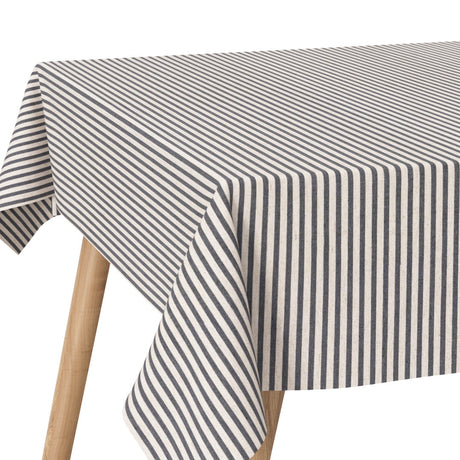 Miljøbilde med Striber På Tvers Grå, akrylduk i blå og offwhite