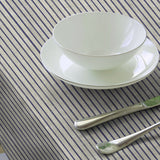 Sunna Blue - Voksduk med striper og hørlook