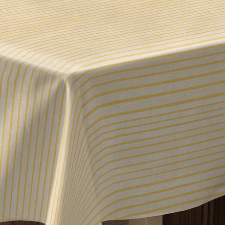 Sunna Yellow - Voksduk med striper og hørlook, hjørne