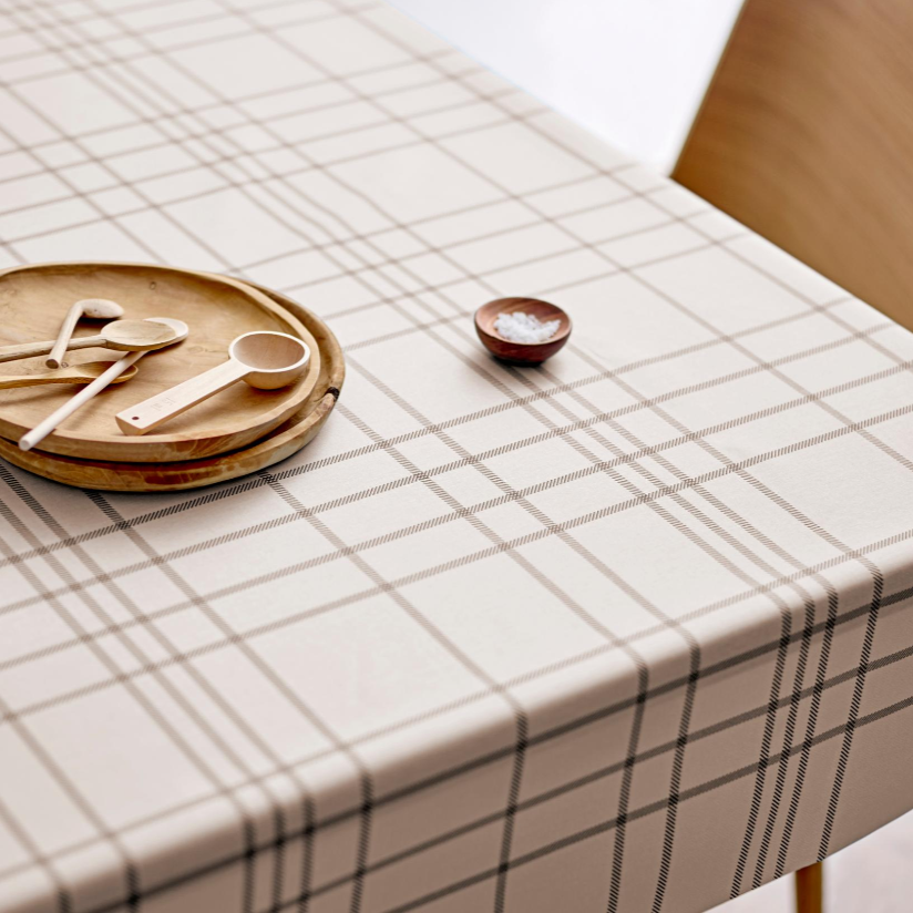 Tartan Beige – Södahl akrylduk i 100 % bomull med antiskli