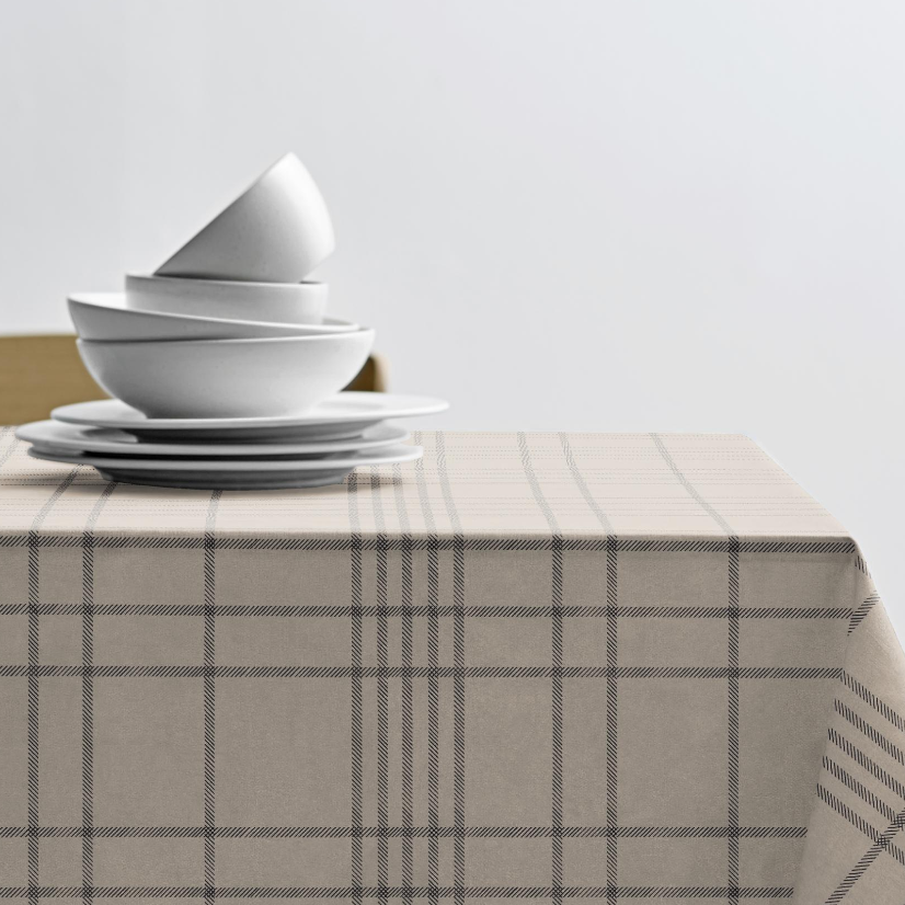 Tartan Beige – Södahl akrylduk i 100 % bomull med antiskli