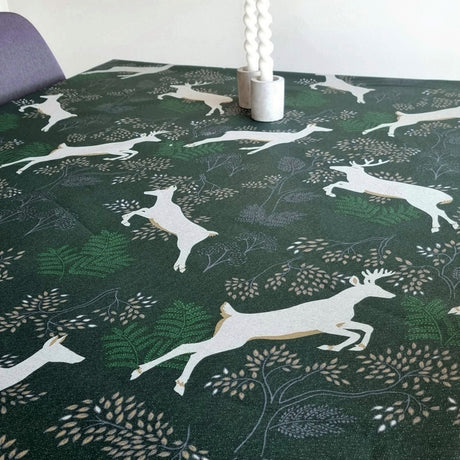 Cambridge Grønn - Juleakrylduk med lurex - 150 cm bred