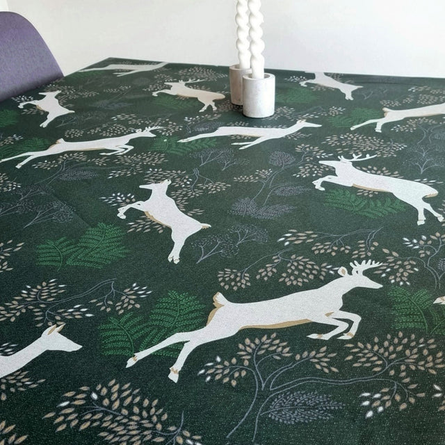 Cambridge Grønn - Juleakrylduk med lurex - 150 cm bred