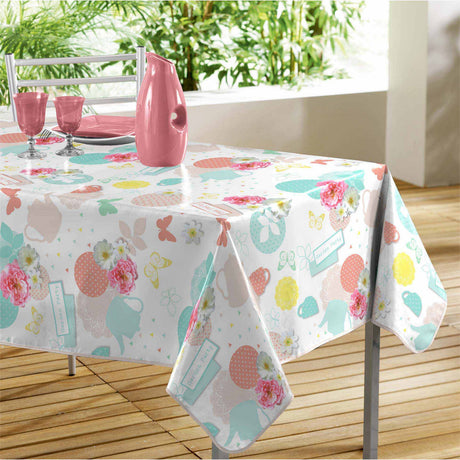 Tea Party – voksduk med tekanne-motiv, 140 x 240 cm