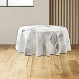 Tessouro Natural rund duk med geometrisk grått mønster