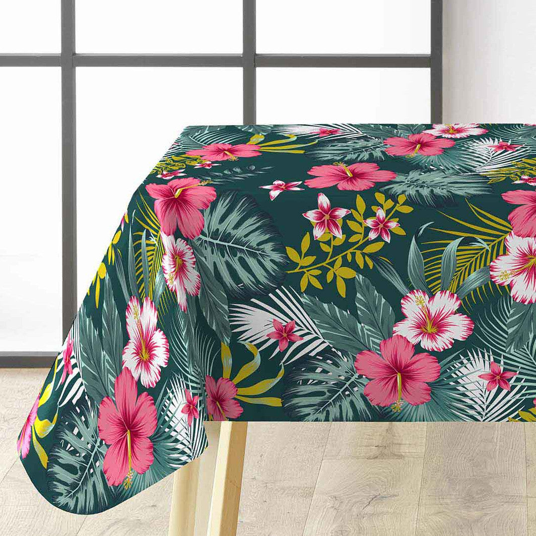 Textilia Bella – Mørk voksduk med blomster og blader