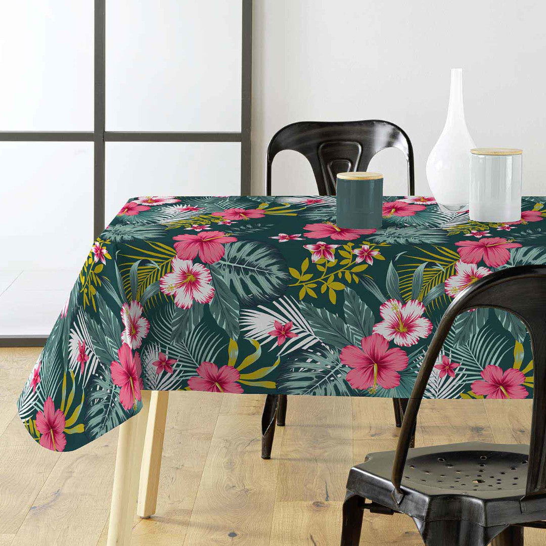 Textilia Bella – Mørk voksduk med blomster og blader