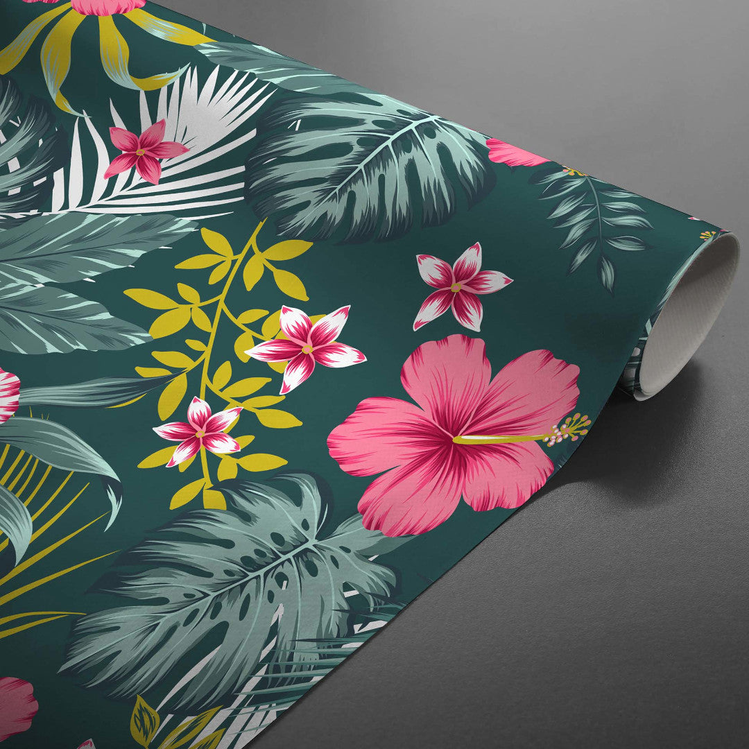 Textilia Bella – Mørk voksduk med blomster og blader