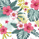 Textilia Bella White - Hvit voksduk med blomster og blader