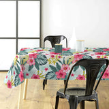 Textilia Bella White - Hvit voksduk med blomster og blader