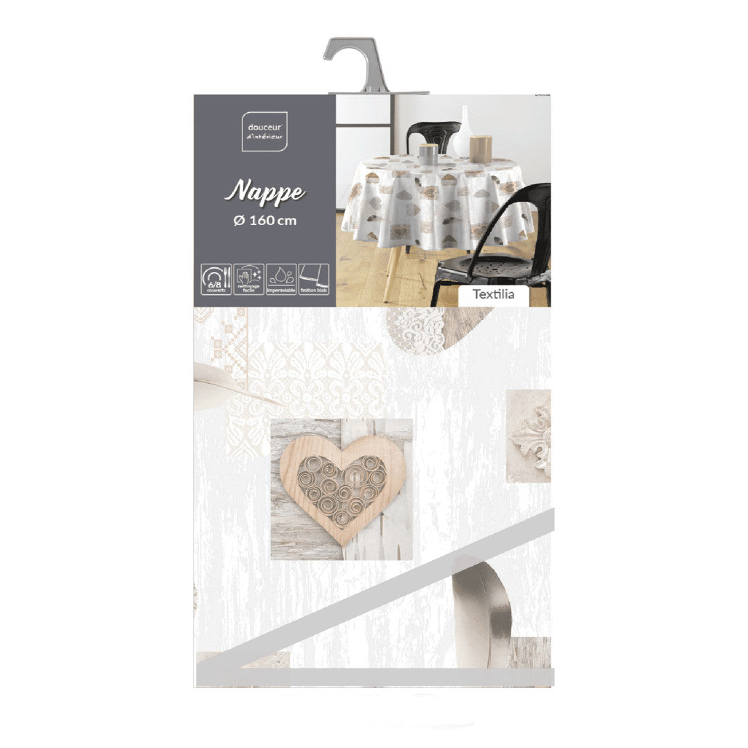 Textilia Delicia – rund voksduk med hjerter Ø 155 cm, innpakning