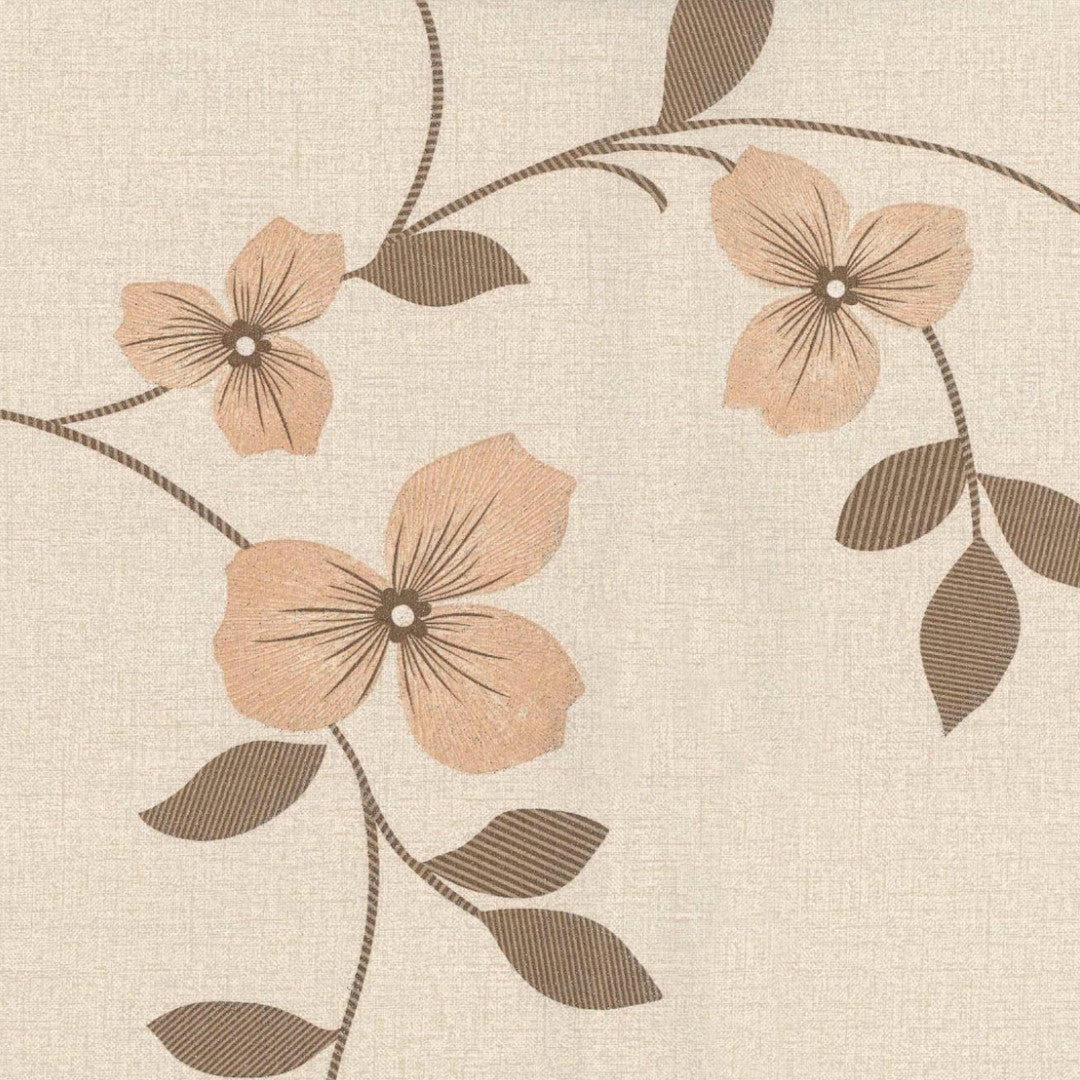 Textilia Glitter Floreal - Lys beige voksduk med blomsterranke