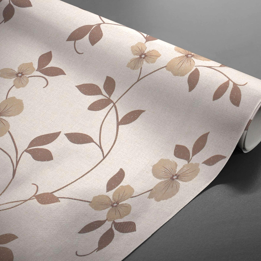 Textilia Glitter Floreal - Lys beige voksduk med blomsterranke