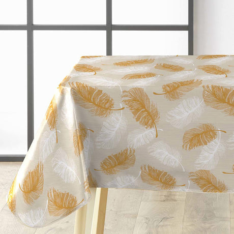 Textilia Glitter Sarina – Voksduk vakre fjær i sølv‑ og guldeffekt, hjørne
