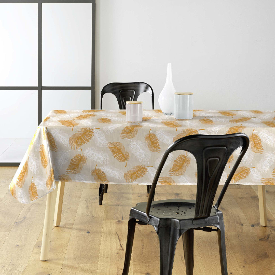 Textilia Glitter Sarina – Voksduk vakre fjær i sølv‑ og guldeffekt, miljø