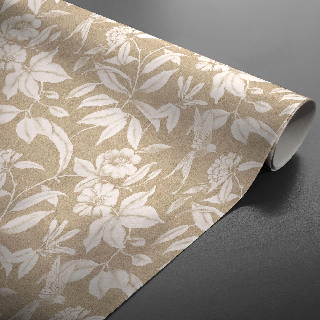 Textilia Miosotis Natur – Voksduk med blader og hørlook