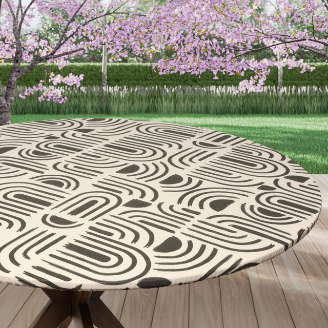 Textilia Pandorine Sort – rund voksduk med strikk