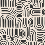 Nærbilde av Textilia Pandorine Sort voksduk med grafisk mønster