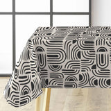 Textilia Pandorine Sort voksduk med svart buet mønster på lys bunn