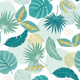 Textilia Plantania Blue – Voksduk med ulike blader i friske farger