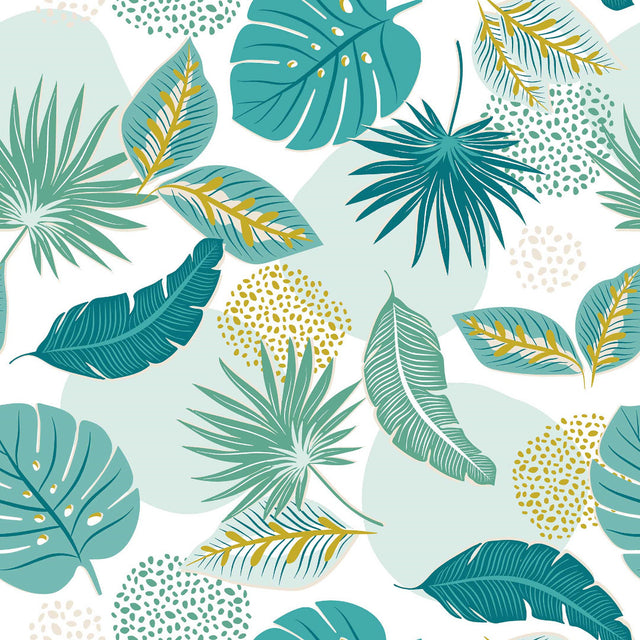 Textilia Plantania Blue – Voksduk med ulike blader i friske farger