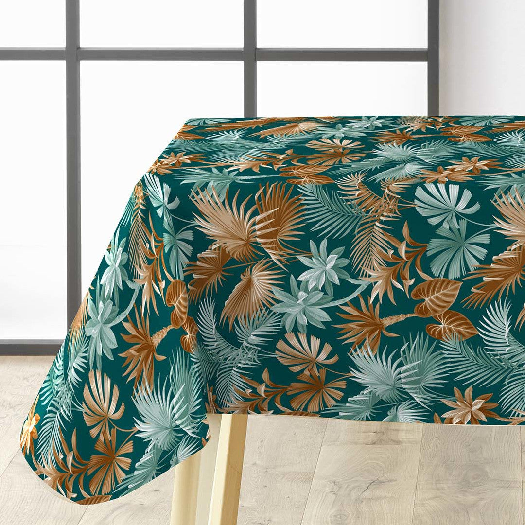 Textilia Riviera Green – Voksduk med flotte tropiske blader, hjørne