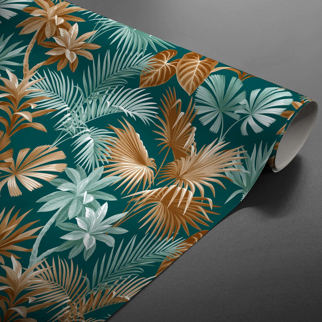 Textilia Riviera Green – Voksduk med flotte tropiske blader, rullet