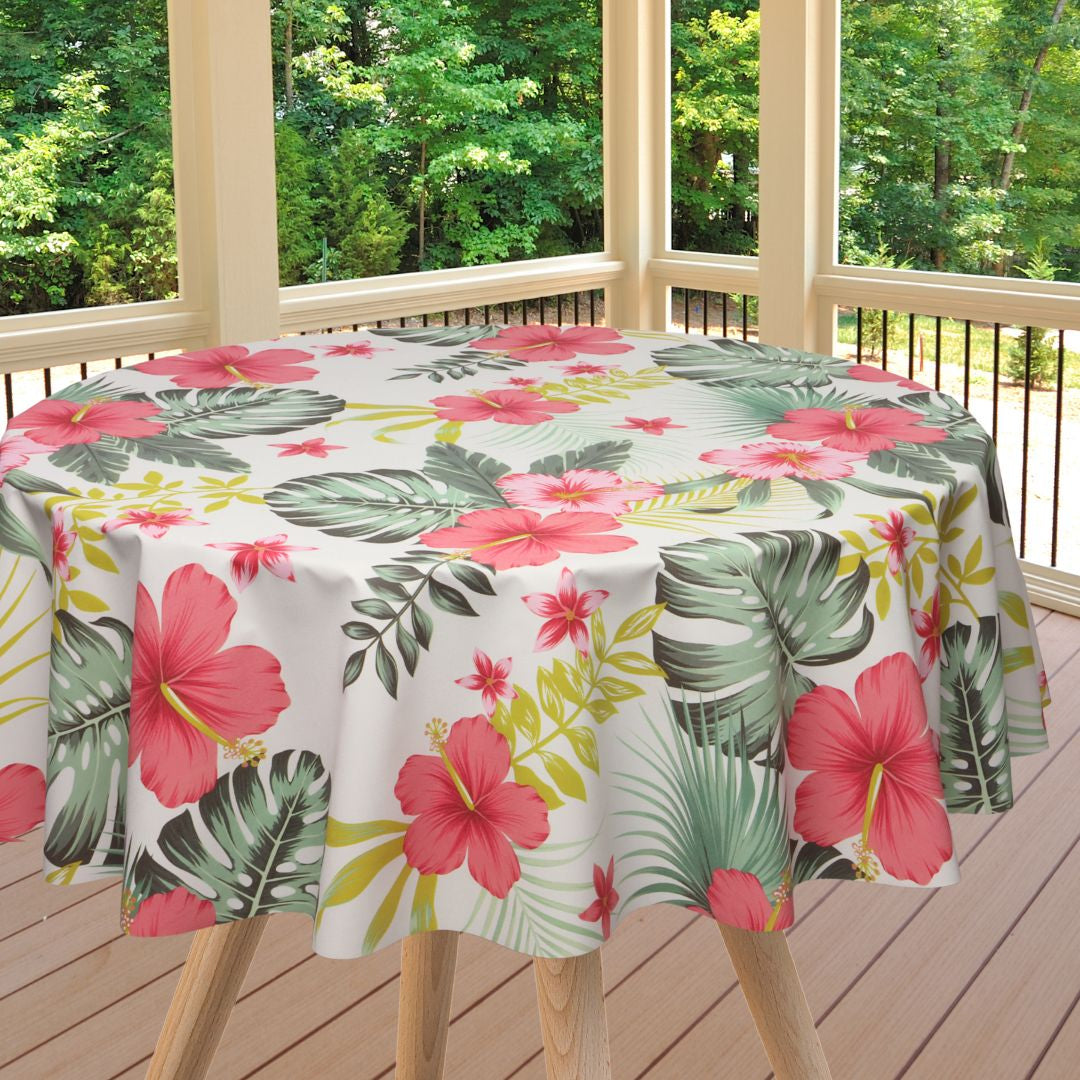 Textilia Bella White - Hvit voksduk med blomster og blader