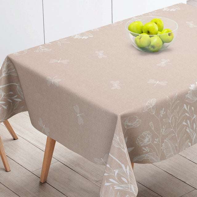 Textilia Fleurs White – Voksduk i hessianlook med hvite blomster og sommerfugler