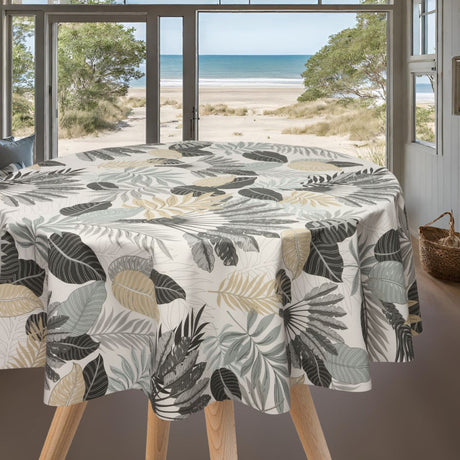 Textilia Panazio Linen – Lys voksduk med tropiske blader