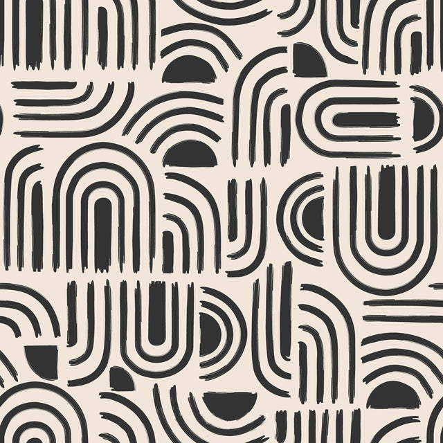 Textilia Pandorine Sort - Voksduk med grafisk mønster