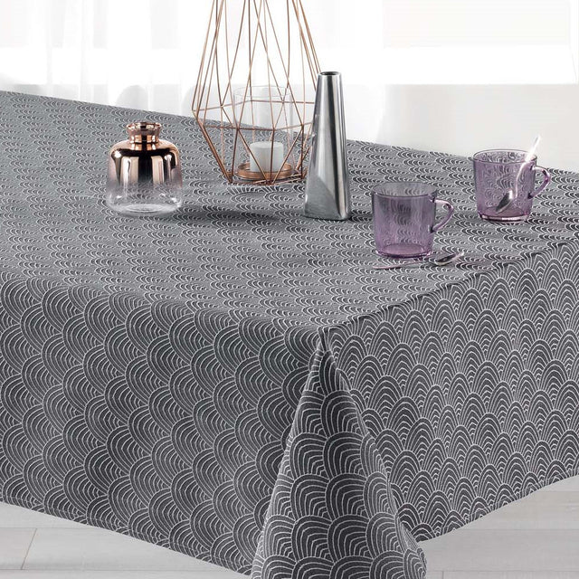 Tokio Jacquard Antrasitt 140x250 cm – Damaskduk med flekkavvisende behandling, nærbilde