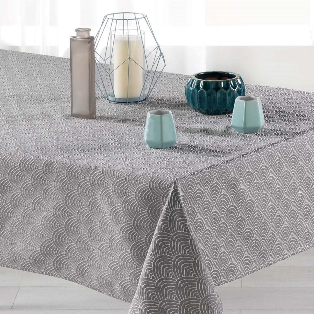 Tokio Jacquard Grå 140x300 cm – Damaskduk med flekkavvisende behandling, nærbilde