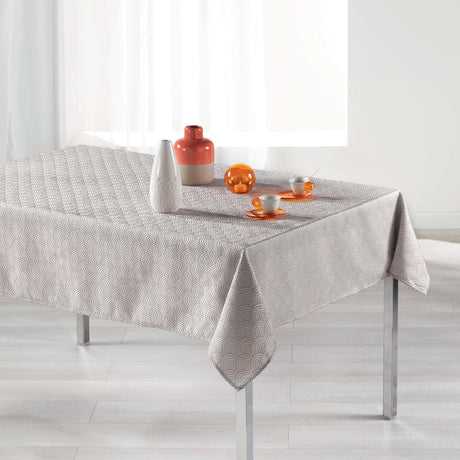 Tokio Jacquard Perle 140x300 cm – Damaskduk med flekkavvisende behandling, miljøbilde