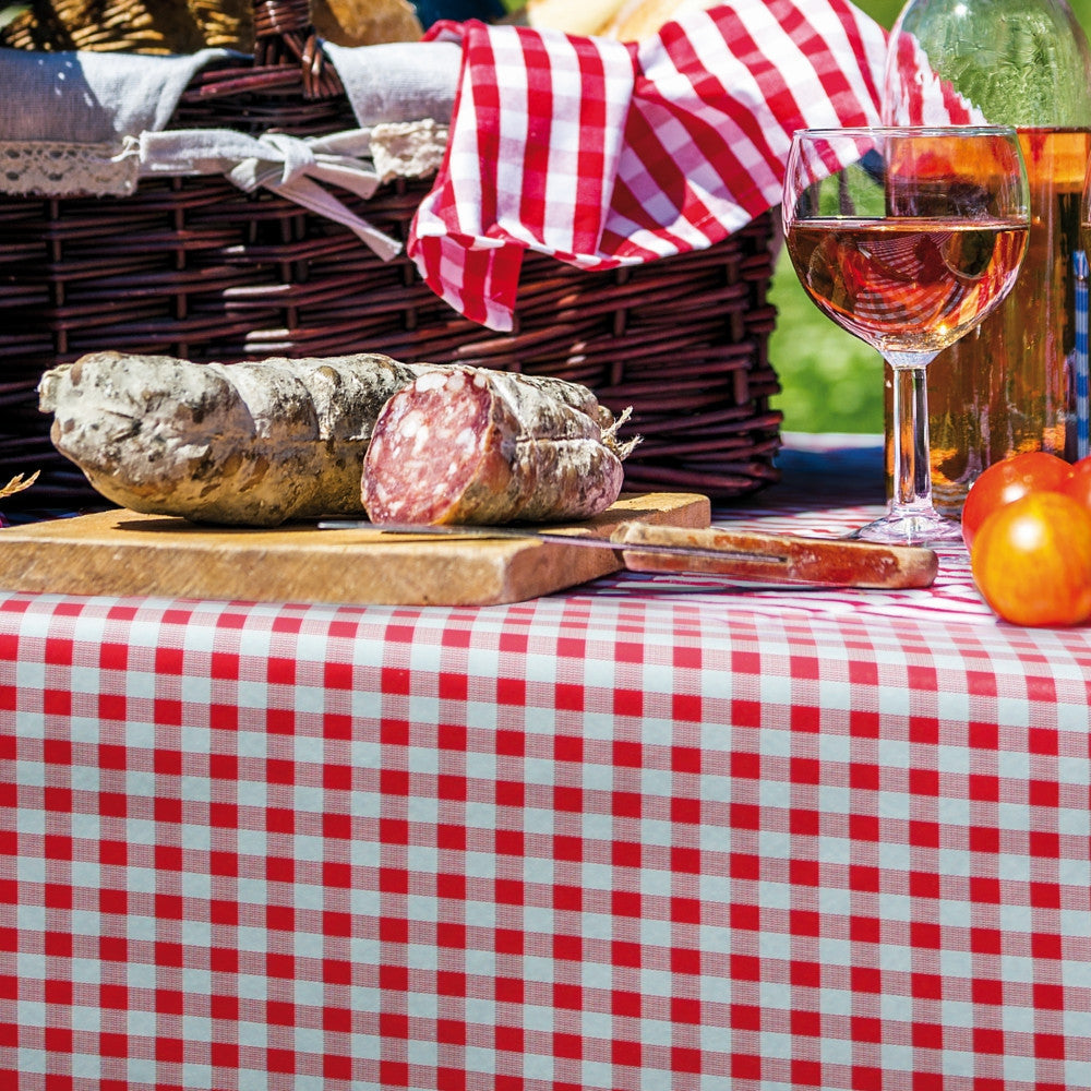 Trend Little Square Red – rød og hvit rutet PVC-fri voksduk